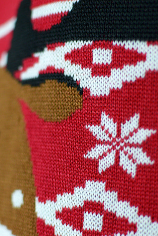 Suéter de Navidad para Familia Rojo Reno Rudolph Bufanda detalle 2
