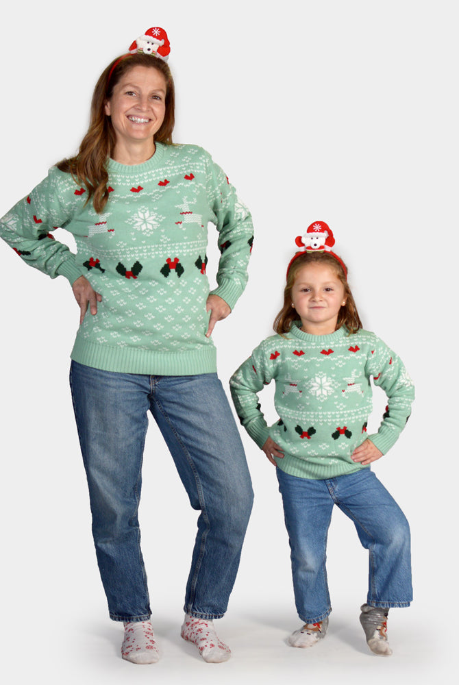 Suéter de Navidad para Familia Verde Sweet Christmas