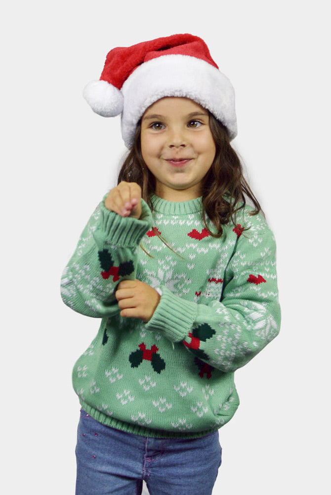 Suéter de Navidad para Familia Verde Sweet Christmas Niña