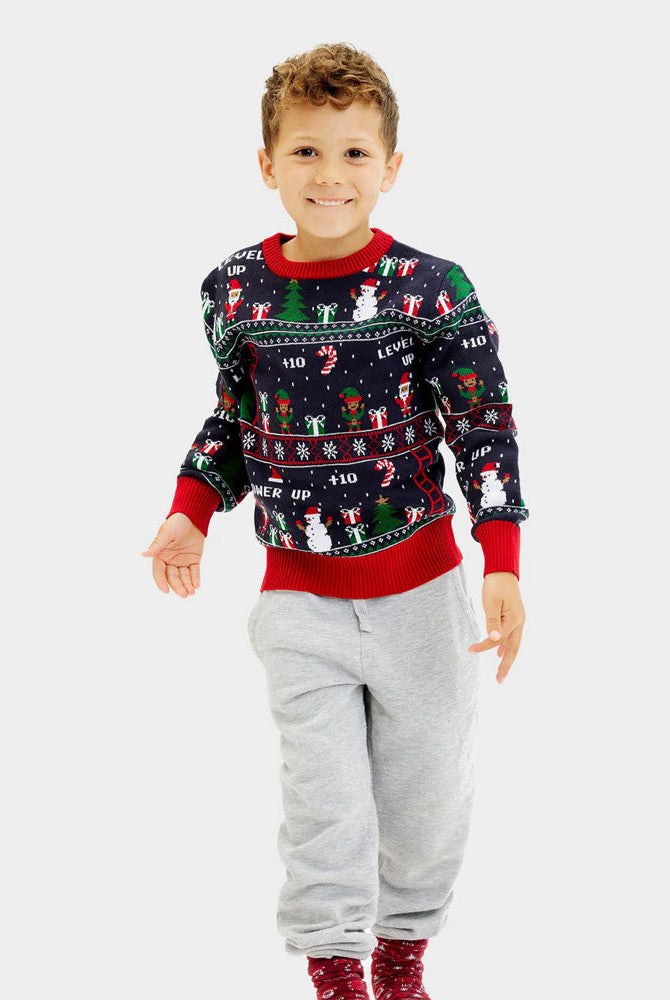 Suéter de Navidad para Familia Vintage Gaming nino