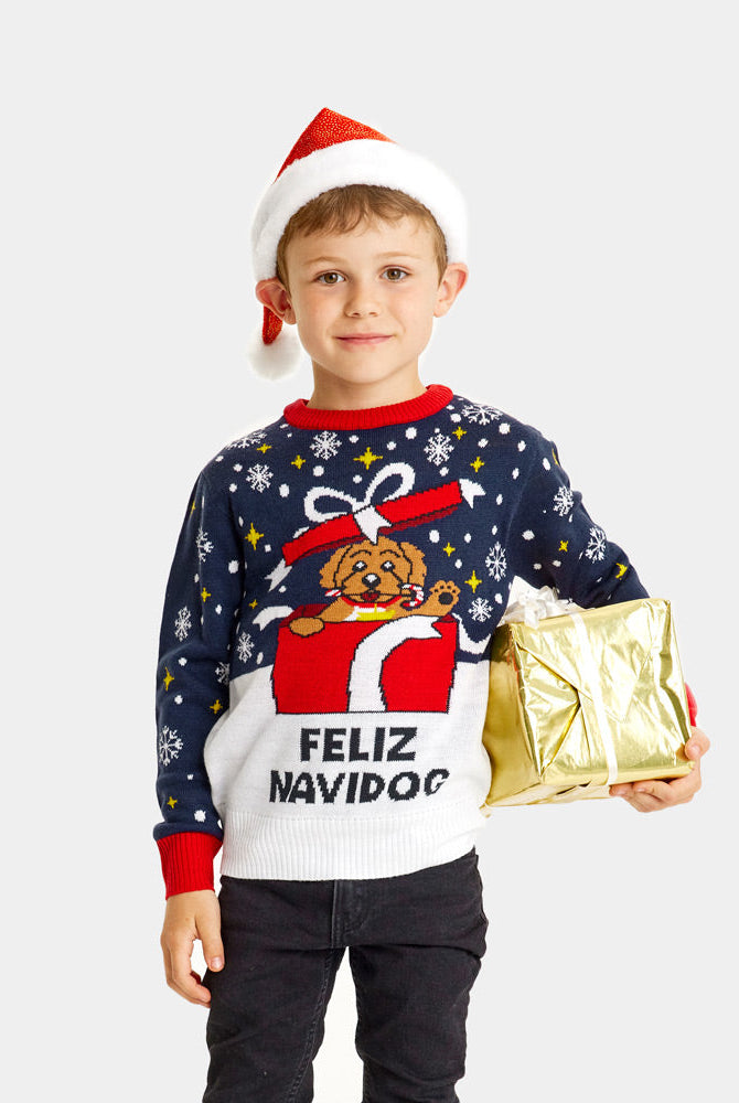 Suéter de Navidad para Familia Feliz Navidog Niños