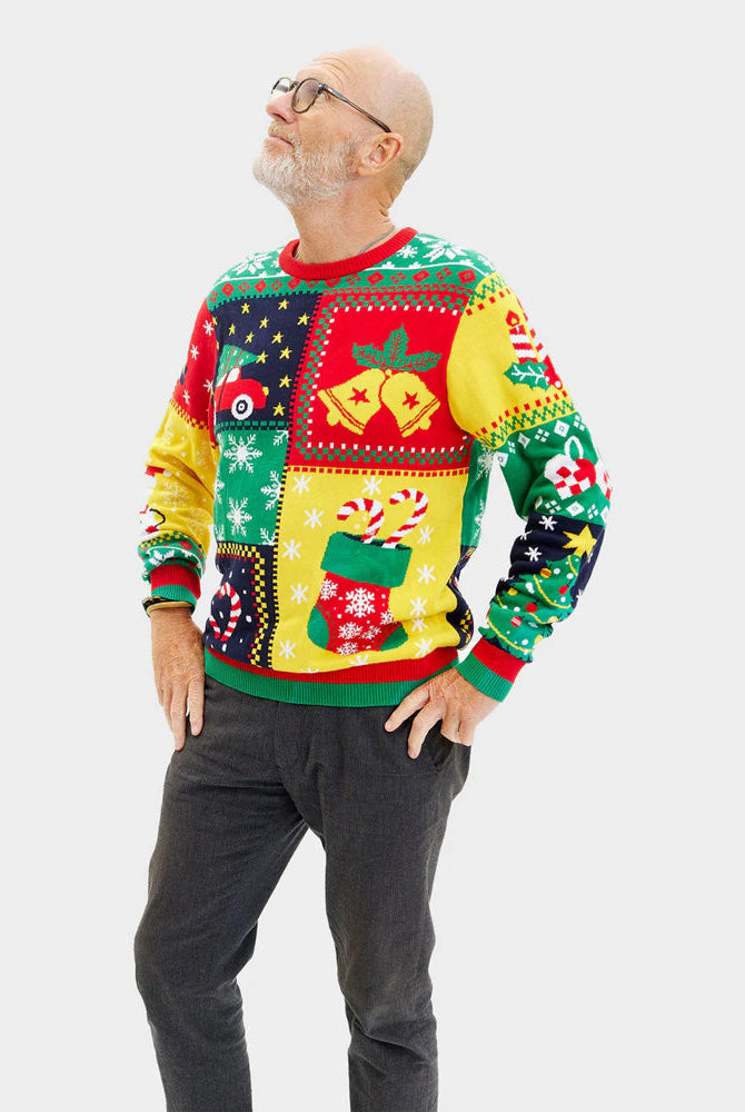 Suéter de Navidad para Hombre Algodón Orgánico Patchwork