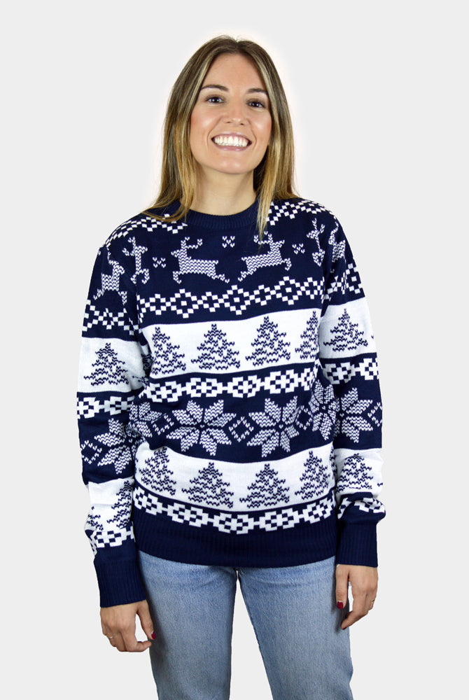 Suéter de Navidad para Hombre Azul Mujer Polo Norte