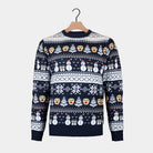 Suéter de Navidad para Hombre  y Cenefas Azul Muñecos de Nieve