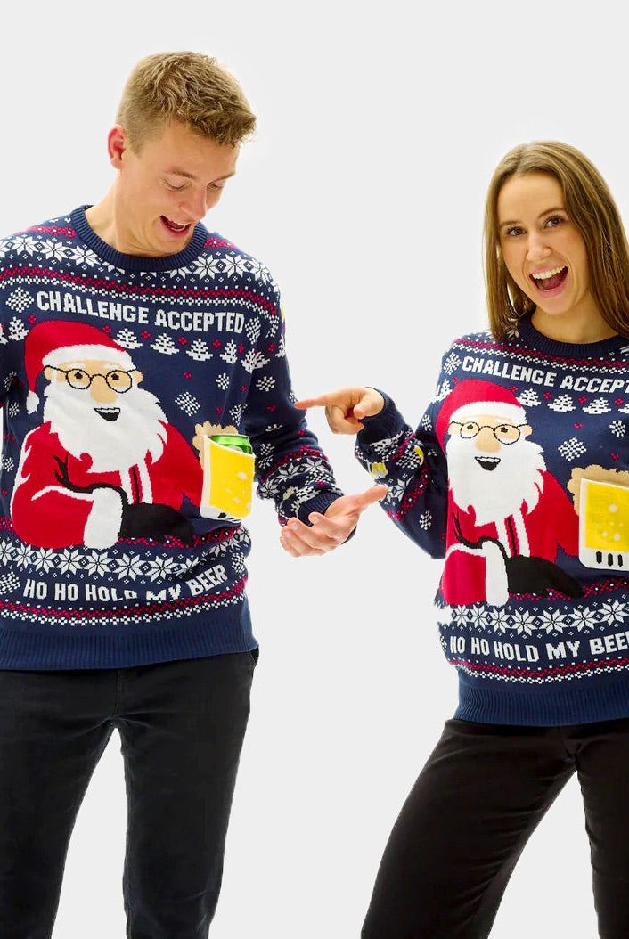 Suéter de Navidad para Hombre Beer Pocket 3D pareja
