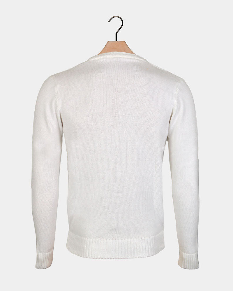 Suéter de Navidad para Hombre Blanco con Reno 3D Peludo Espalda