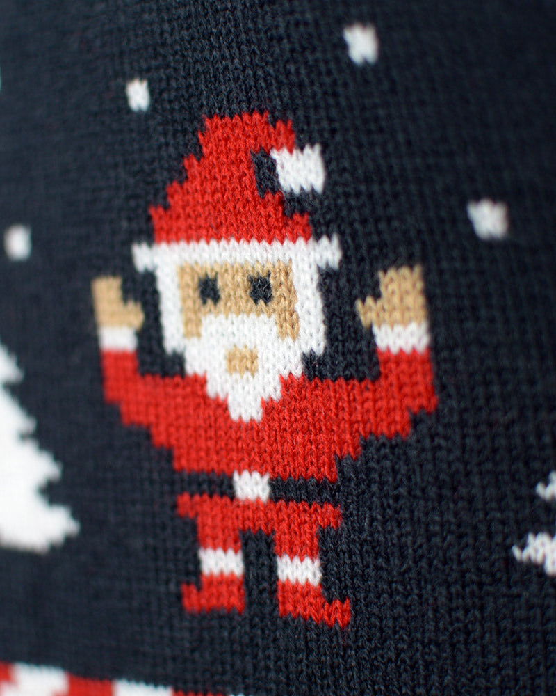 Suéter de Navidad para Hombre Cárdigan Azul Estrellas Polares Santa