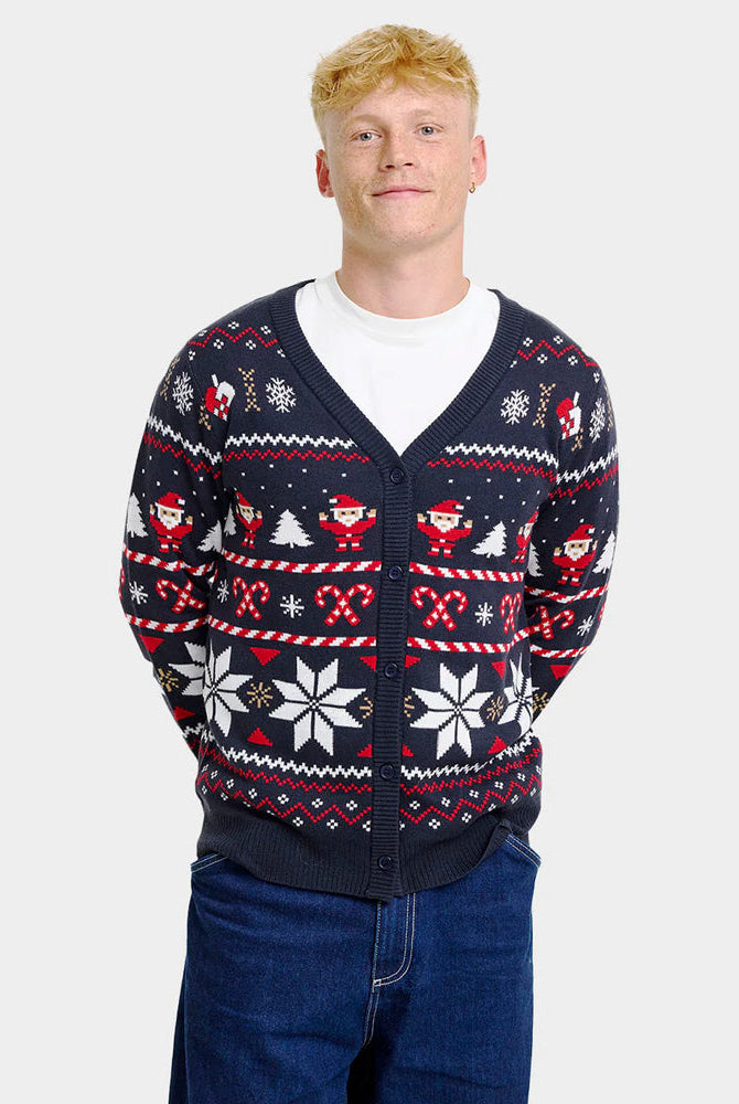 Suéter de Navidad para Hombre Cárdigan Azul Estrellas Polares