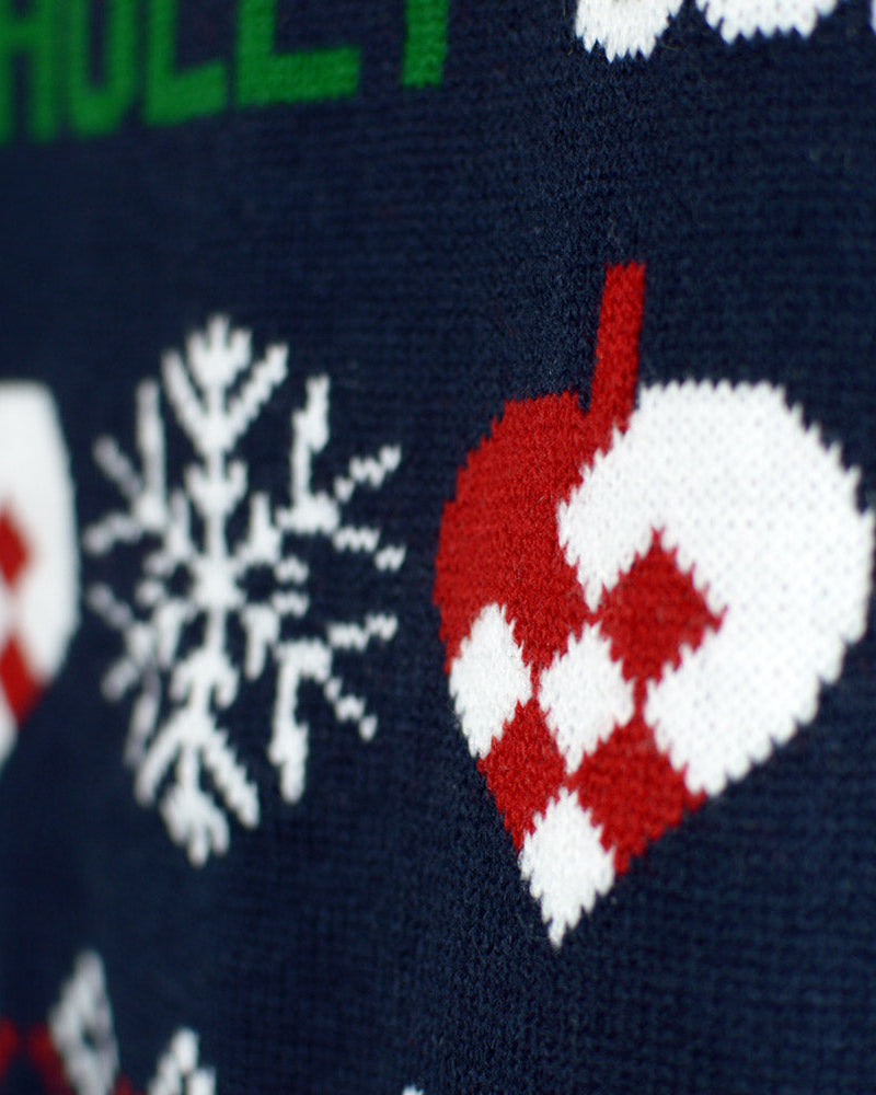 Suéter de Navidad para Hombre Cárdigan Azul y Rojo Corazón