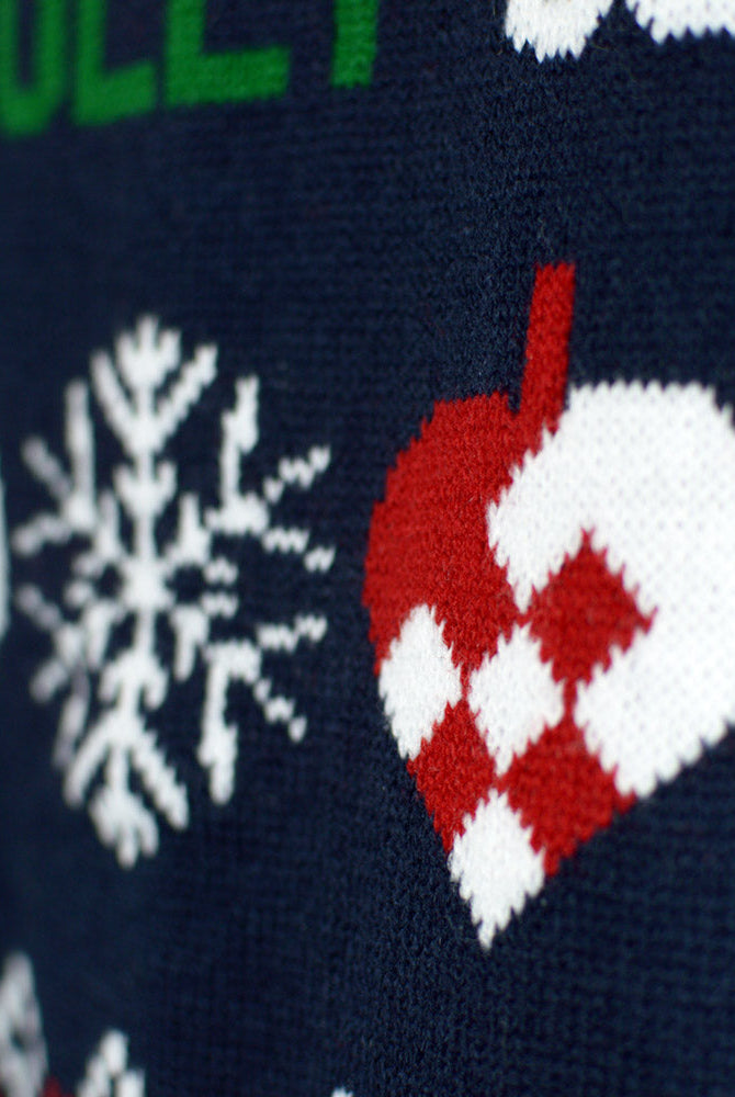 Suéter de Navidad para Hombre Cárdigan Azul y Rojo Corazón