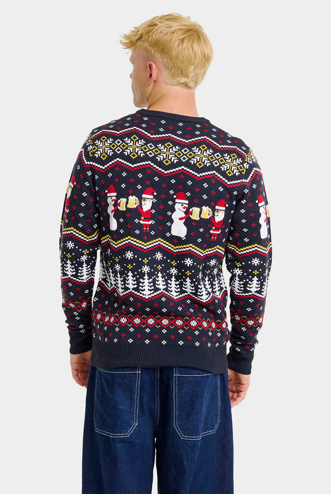 Suéter de Navidad para hombre Cheers Santa espalda