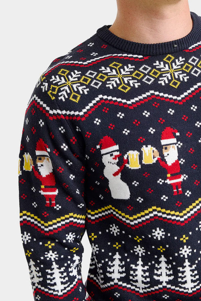 Suéter de Navidad para hombre Cheers Santa Muñeco