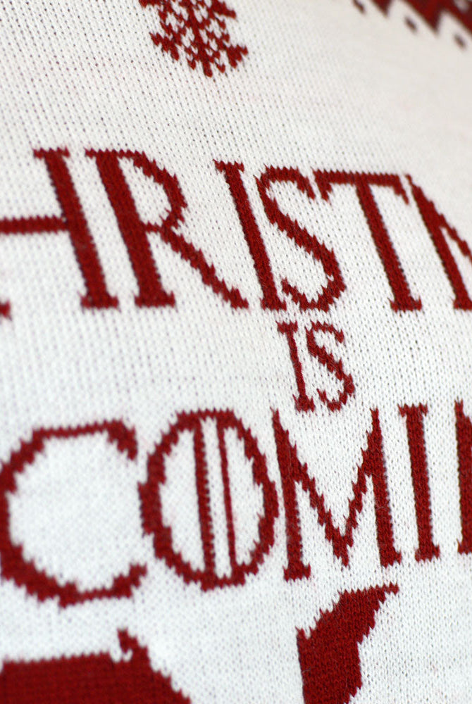 Suéter de Navidad para Hombre Christmas is Coming Blanco