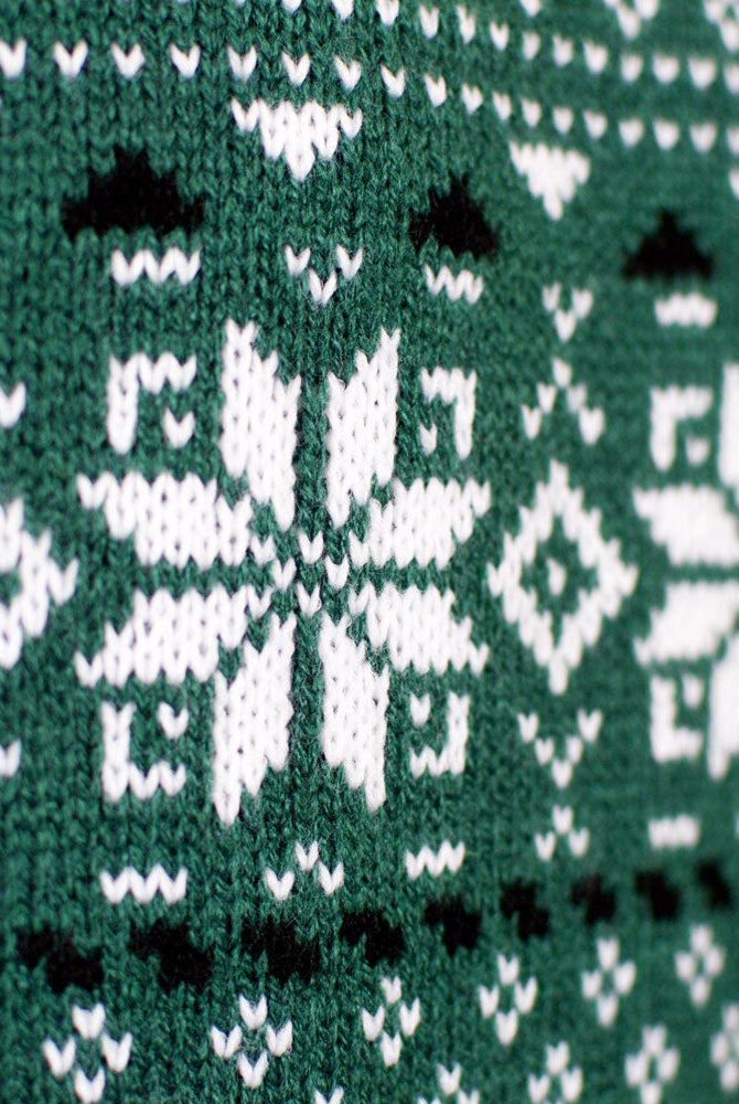 Suéter de Navidad para Hombre Clásico Verde y Blanco Elegante Detalle