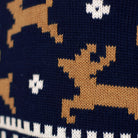 Suéter de Navidad para Hombre Elegante Azul con Renos Detalle
