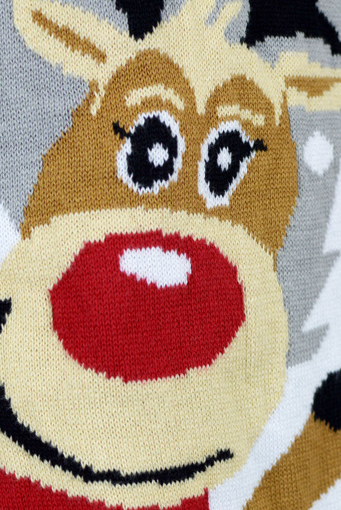 Suéter de Navidad Hombre Gris Renas Cute