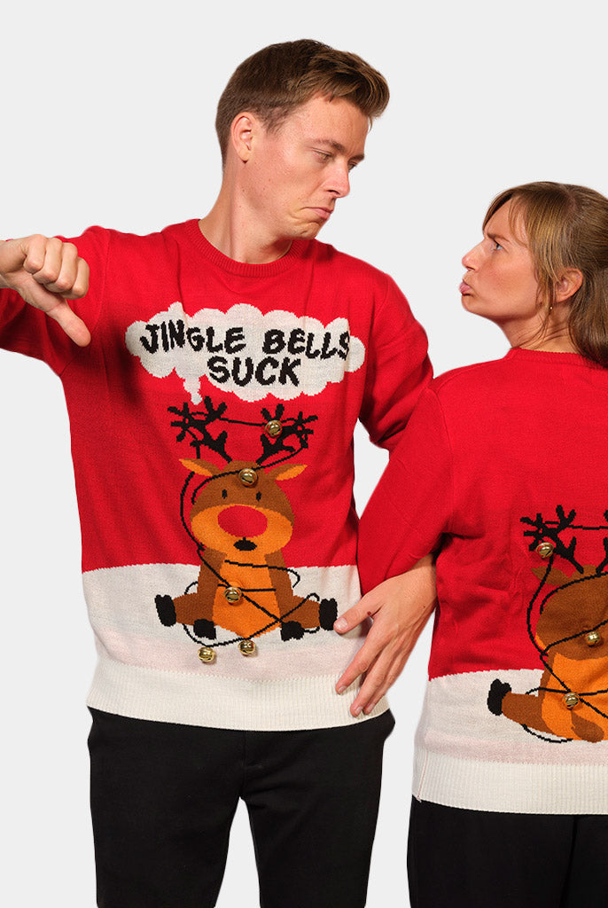 Suéter de Navidad Mujer Hombre Jingle Bells Suck Rojo Cascabeles 3D