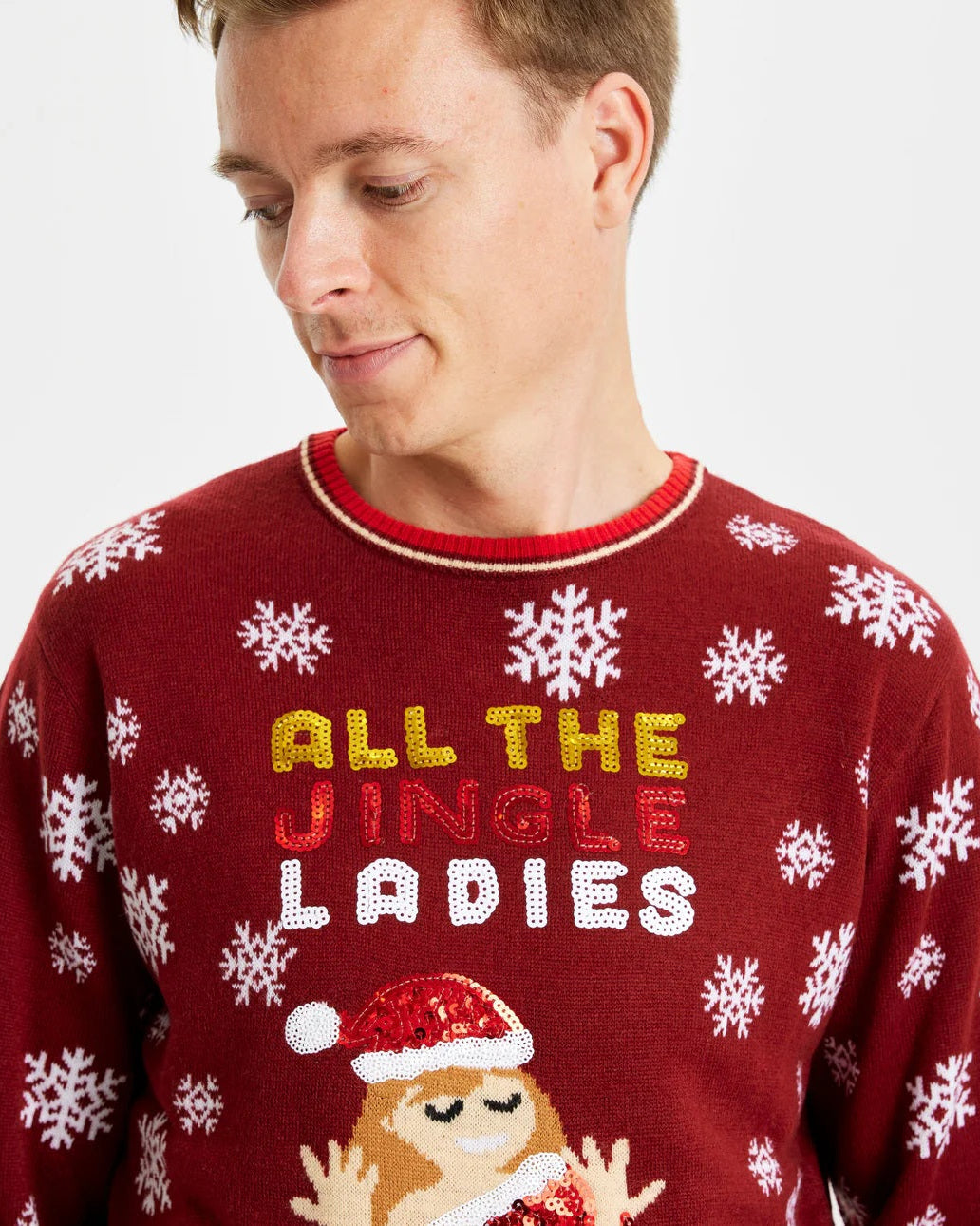 Suéter de Navidad para Hombre Jingles Ladies Lentejuelas