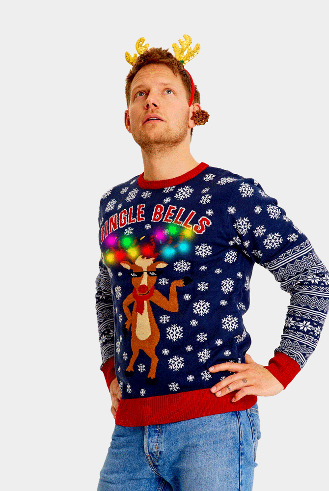 Suéter de Navidad con Luces LED Hombre Jingle Bells