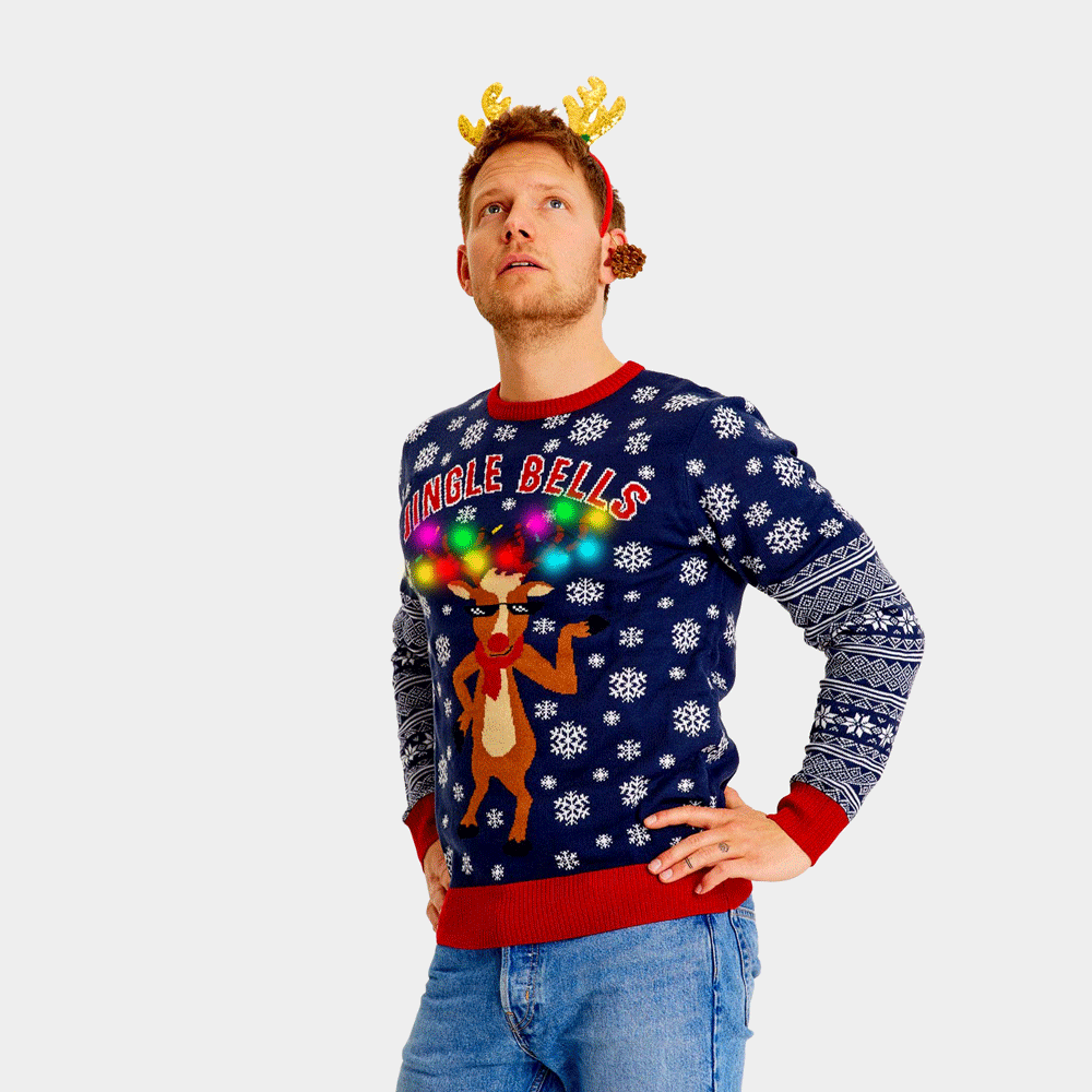Suéter de Navidad con Luces LED Hombre Jingle Bells