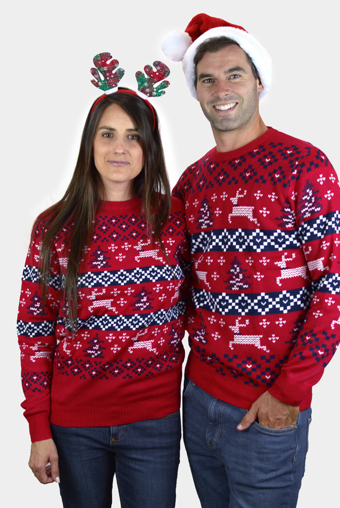 Suéter de Navidad Hombre Mujer Rojo Canadá