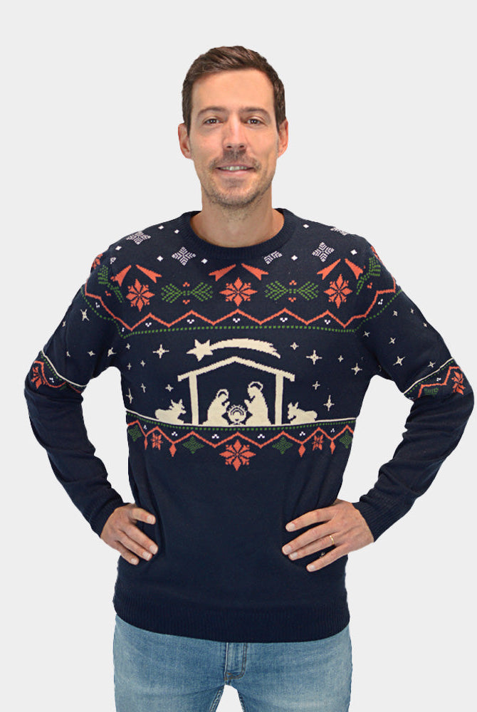 Suéter de Navidad para Hombre Portal de Belén