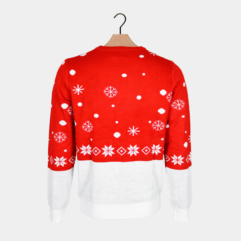 Suéter de Navidad para Hombre Reno con Bufanda Algodón Orgánico Espalda