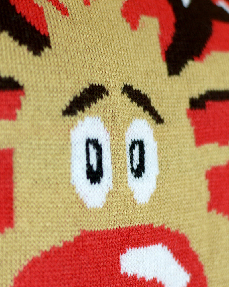 Suéter de Navidad Hombre Reno Rojo Bufanda Algodón Orgánico