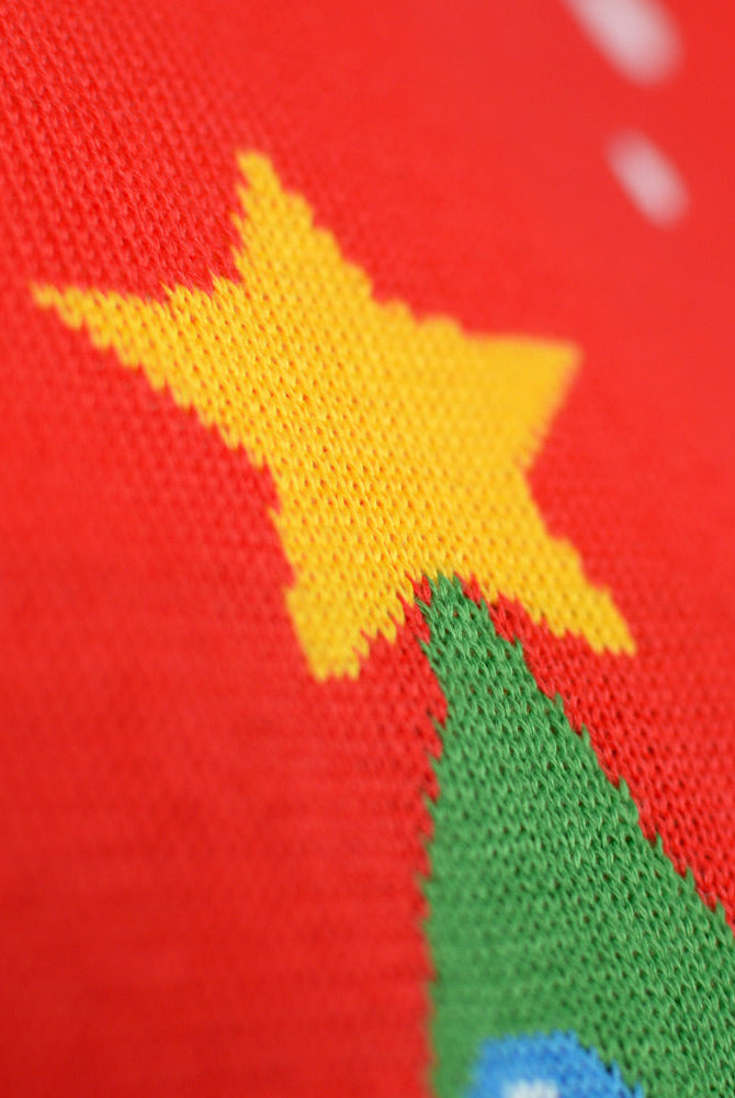 Suéter de Navidad detalle Hombre Rojo Árbol de Navidad