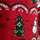 sueter de Navidad para Hombre Rojo con Pinos y Muñecos de Nieve Detalle