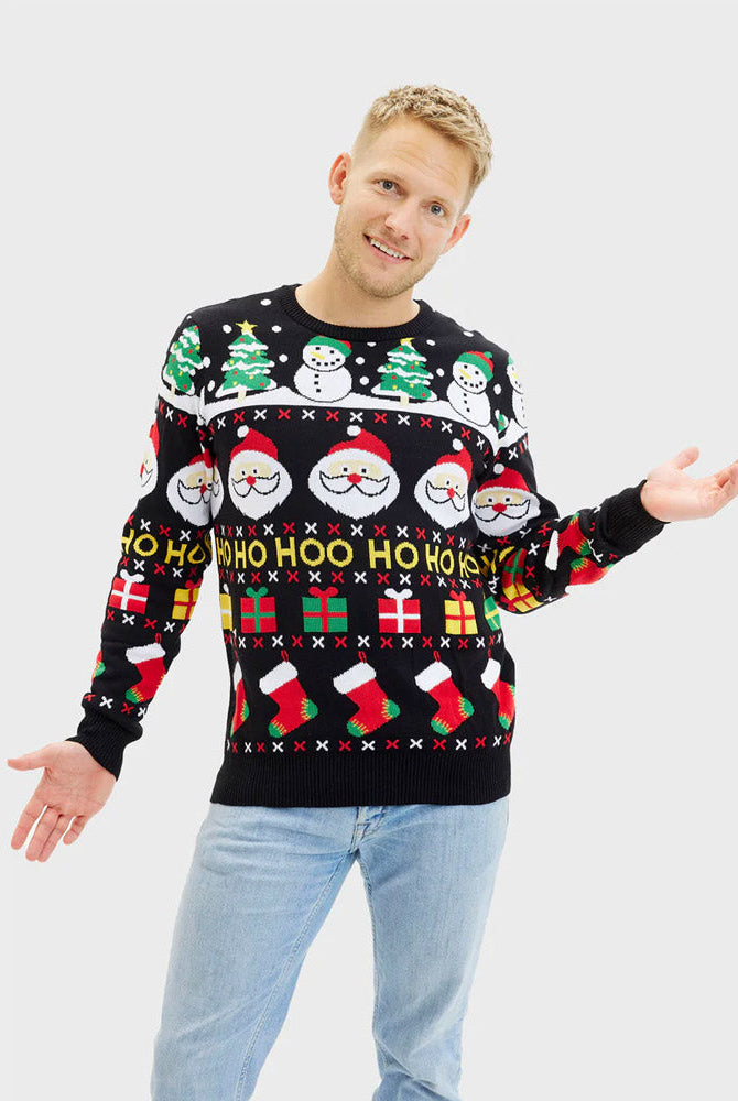 Suéter de Navidad Hombre Santa Regalos y Muñecos Algodón Orgánico