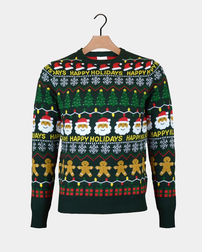 Suéter de Navidad Holidays Hombre Verde Happy