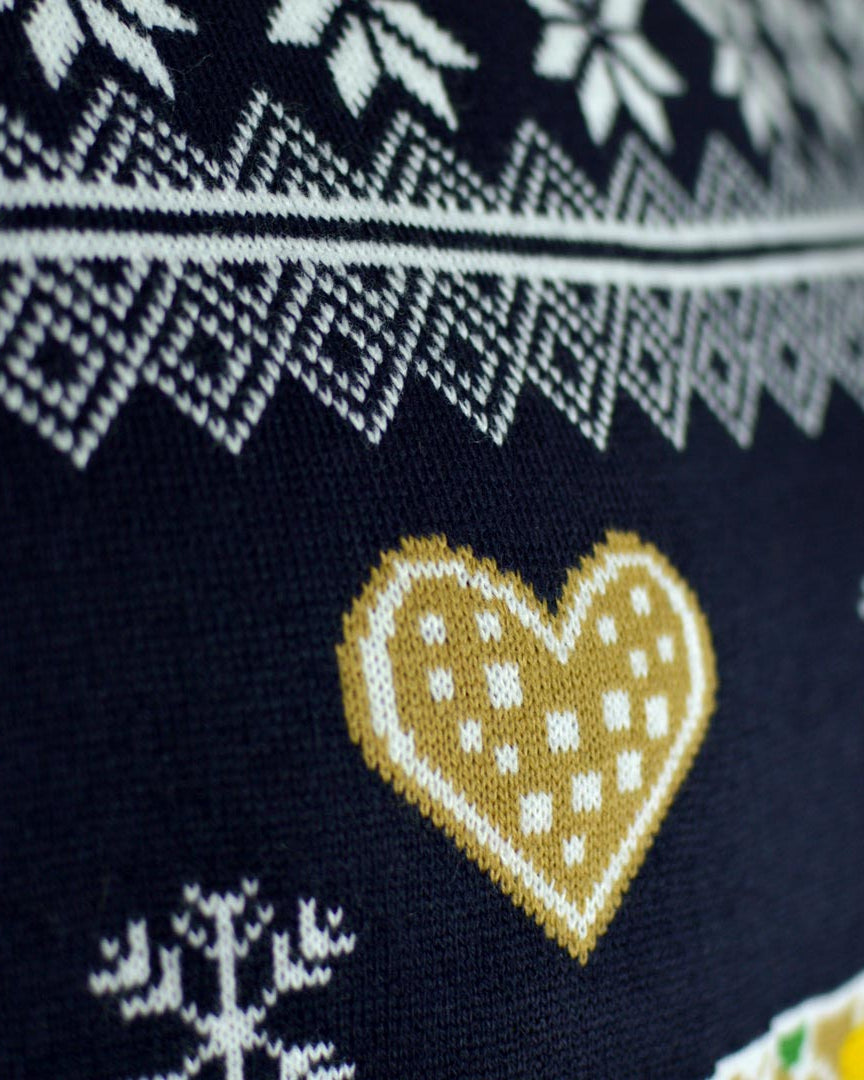 Suéter de Navidad con Luces LED para Hombre Casa Gingerbread Detalle Corazón