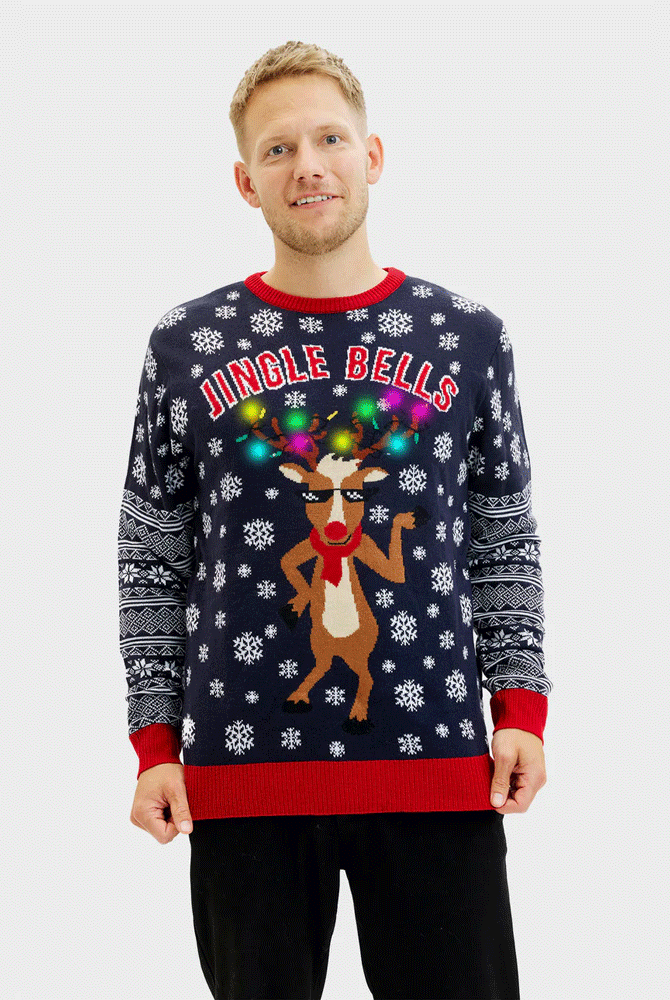 Suéter de Navidad Luces LED Hombre Jingle Bells