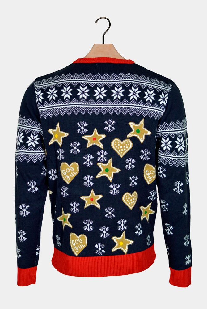 Suéter de Navidad con Luces LED para Hombre Casa Gingerbread Espalda