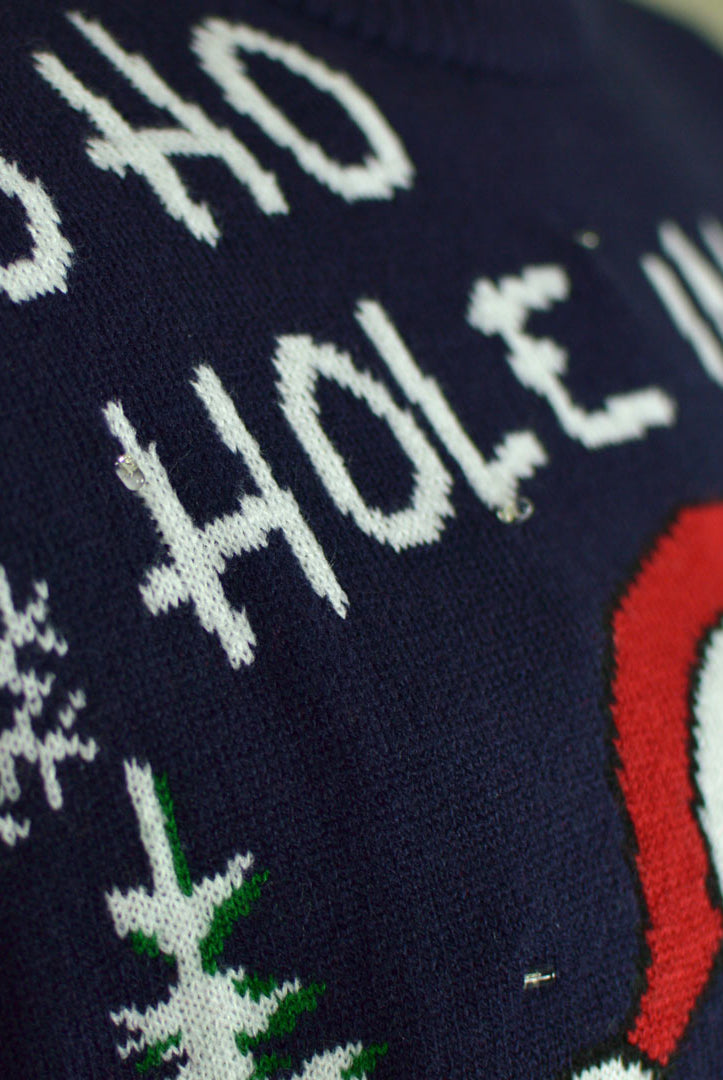 Suéter de Navidad con Luces LED para Mujer con Santa jugando al Golf Detalle Nieve