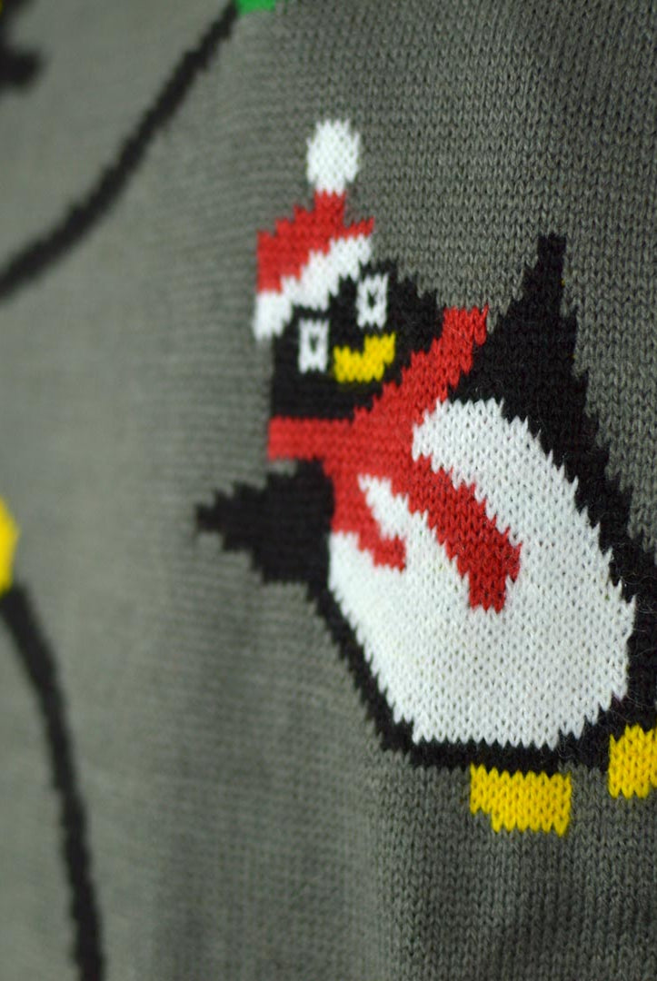 Suéter de Navidad con Luces LED para Niña y Niño con Pingüinos Detaller Navidad