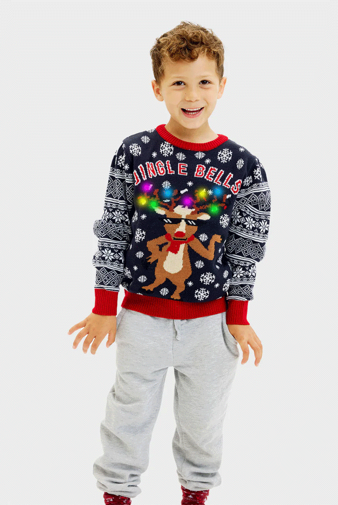 Suéter de Navidad Jingle Bells Luces LED para Niño