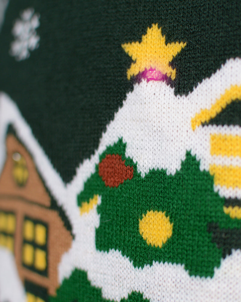 Suéter de Navidad para Hombre Santa is Coming to Town con Luces LED