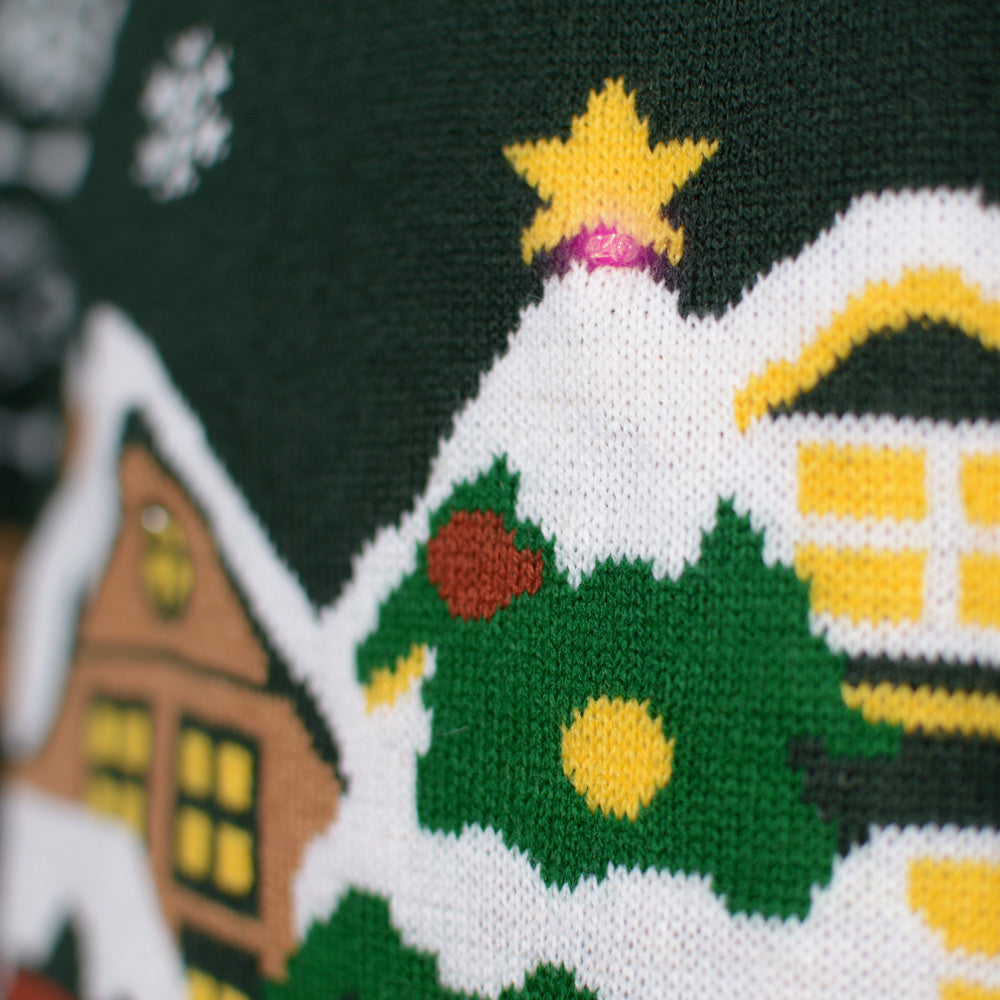 Suéter de Navidad para Hombre Santa is Coming to Town con Luces LED