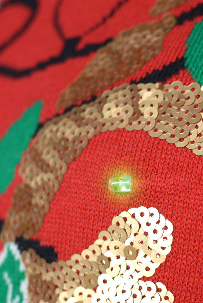Suéter de Navidad con Luces LED para Mujer Brillante con Lentejuelas Reno