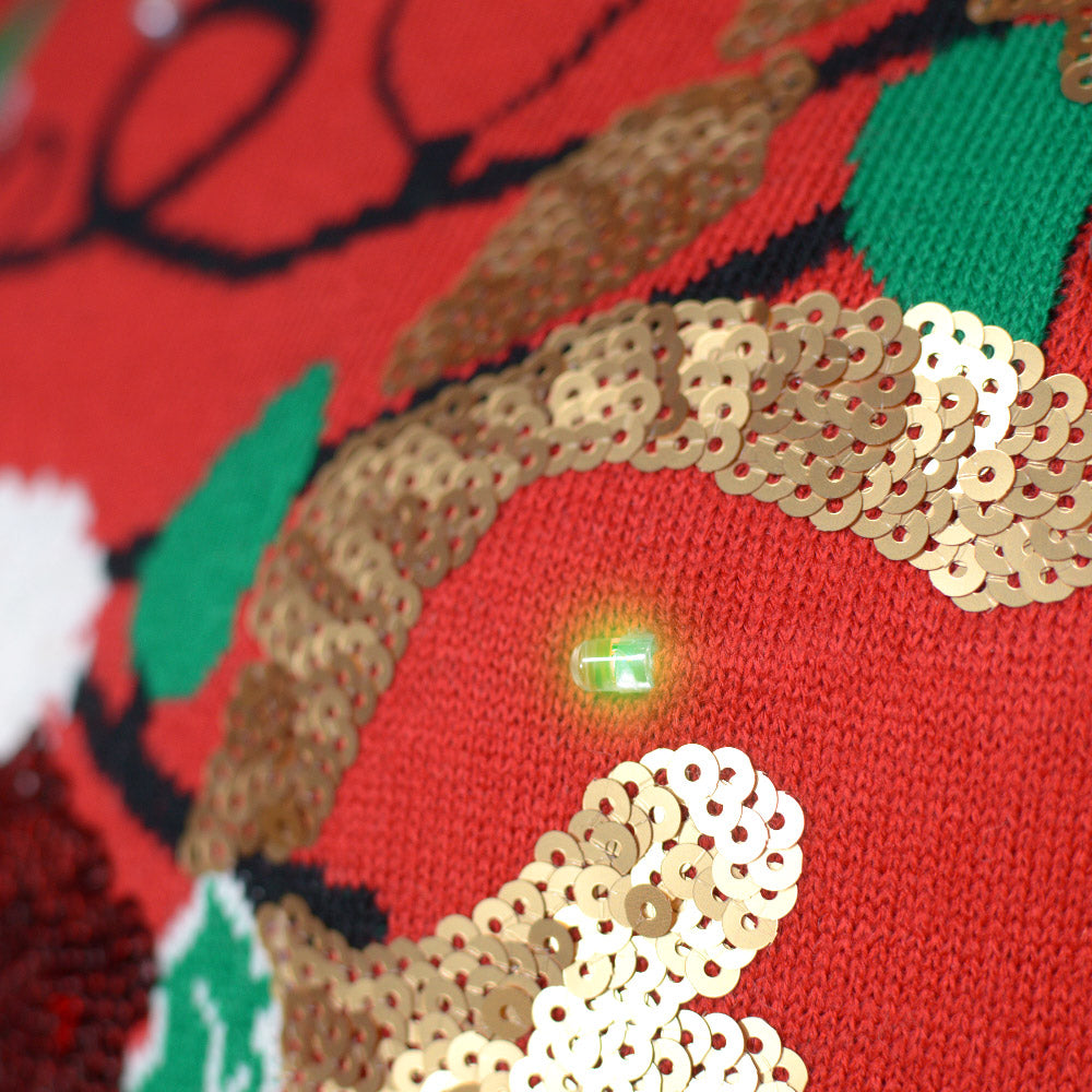 Suéter de Navidad con Luces LED para Mujer Brillante con Lentejuelas Reno