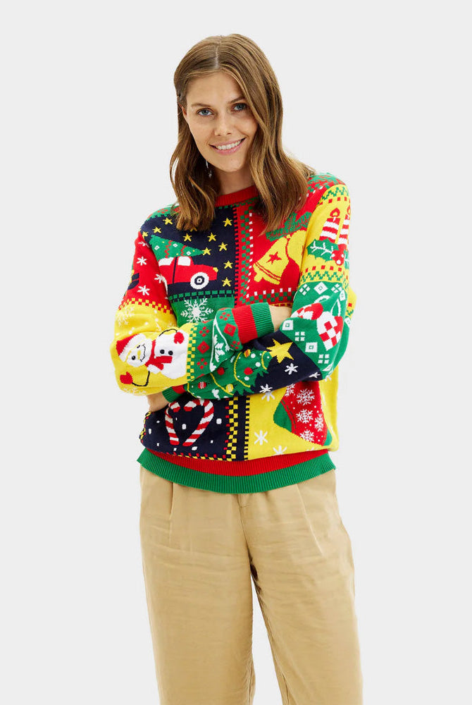 Suéter de Navidad para Mujer Algodón Orgánico Patchwork