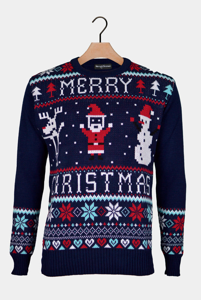 Suéter de Navidad para Mujer Azul Merry Christmas
