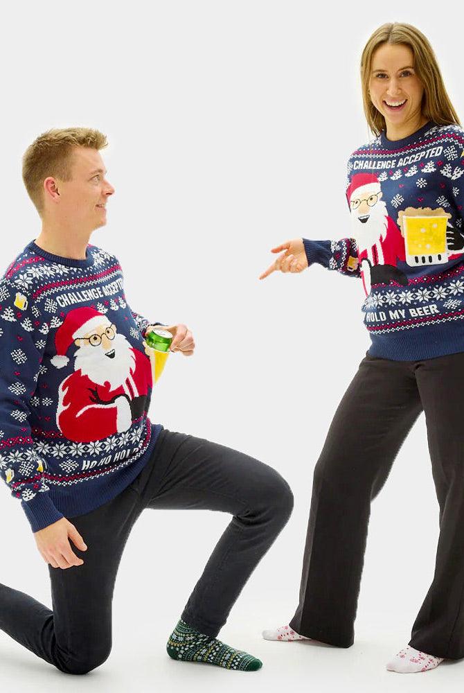 Suéter de Navidad para Mujer Beer Pocket 3D pareja