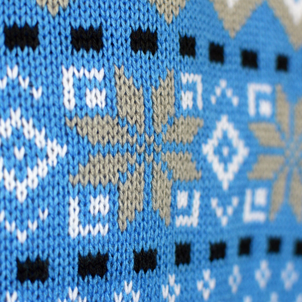 Suéter de Navidad para Mujer Blanco, Gris y Azul con Renos Elegante Detalle