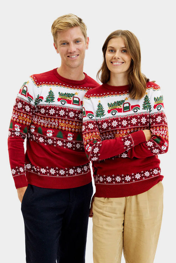Suéter de Navidad para Mujer Driving Home Pareja