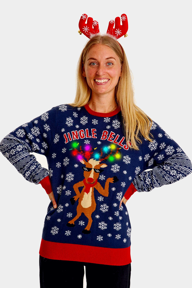 Suéter de Navidad de Luces LED Mujer Jingle Bells