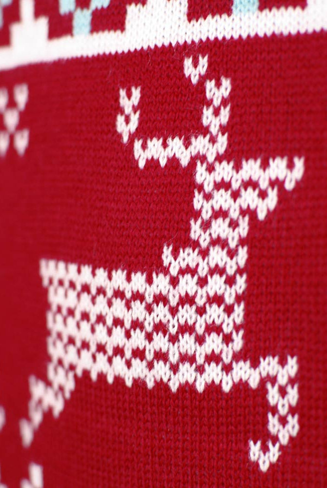 Suéter de Navidad para Mujer Rojo Clásico Estrellas Polares reno