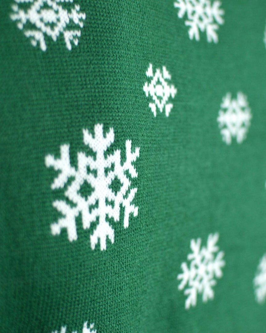 Suéter de Navidad para Mujer Verde Holly Jolly Lentejuelas detalle Nieve